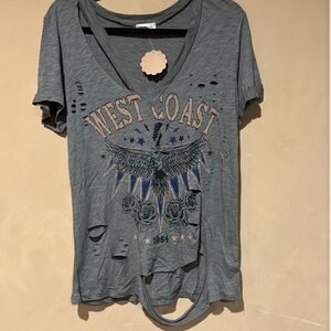 Gray Distressed Graphic Tee